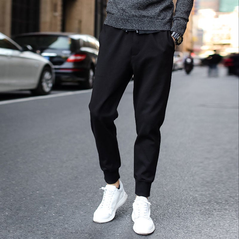 Summer Mens Camo Harem Pants Breathable Loose Fit Pure Black Pants 