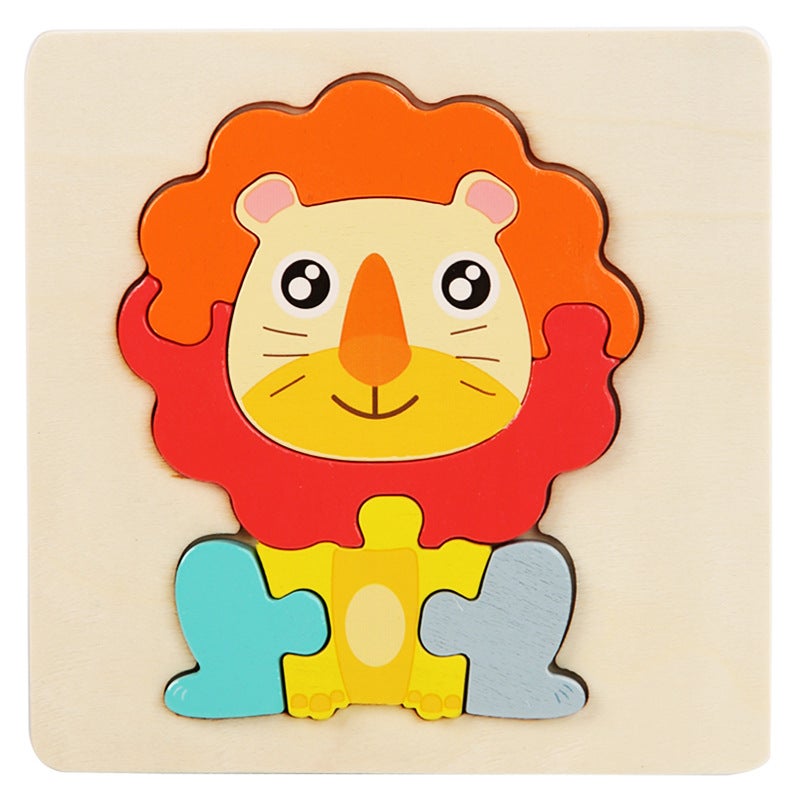 Children'S Wooden Puzzle Toys Baby Early Education Puzzle Three-Dimensional Buckle Shape Animal Traffic Matching Puzzle Toys - Image 1