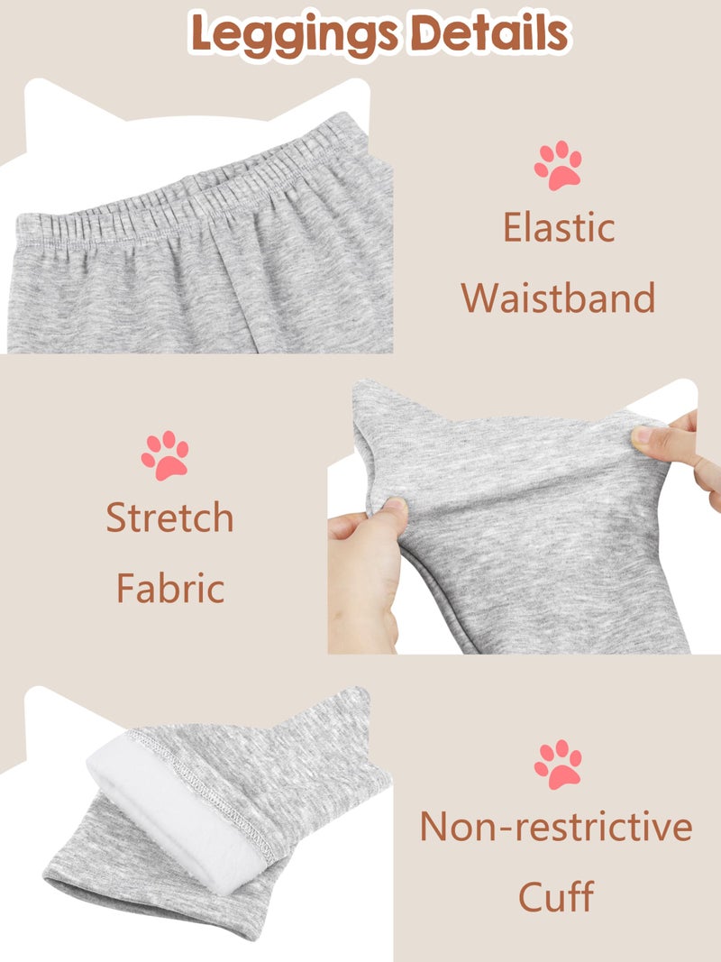 Resinta 3 Pack Girls Fleece Lined Leggings Kitty Pattern Thick Pants Footless Velvet Tights Warm Clothes for Kid - Image 4