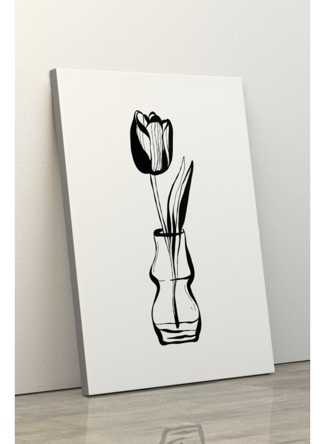 Home Gallery Flower with vase in white and black printed canvas wall art 120x80 - Image 4