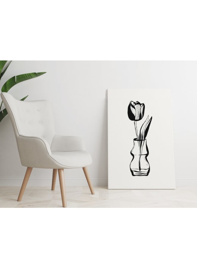 Home Gallery Flower with vase in white and black printed canvas wall art 120x80 - Image 5