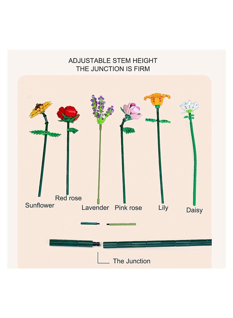 Flower Bouquet Building Blocks, Flower Bouquet Building Kit, Flower Building Blocks, Artificial Flowers Building Toys Creative Project for Adults Botanical Collection Compatible with Lego 547 - Image 2