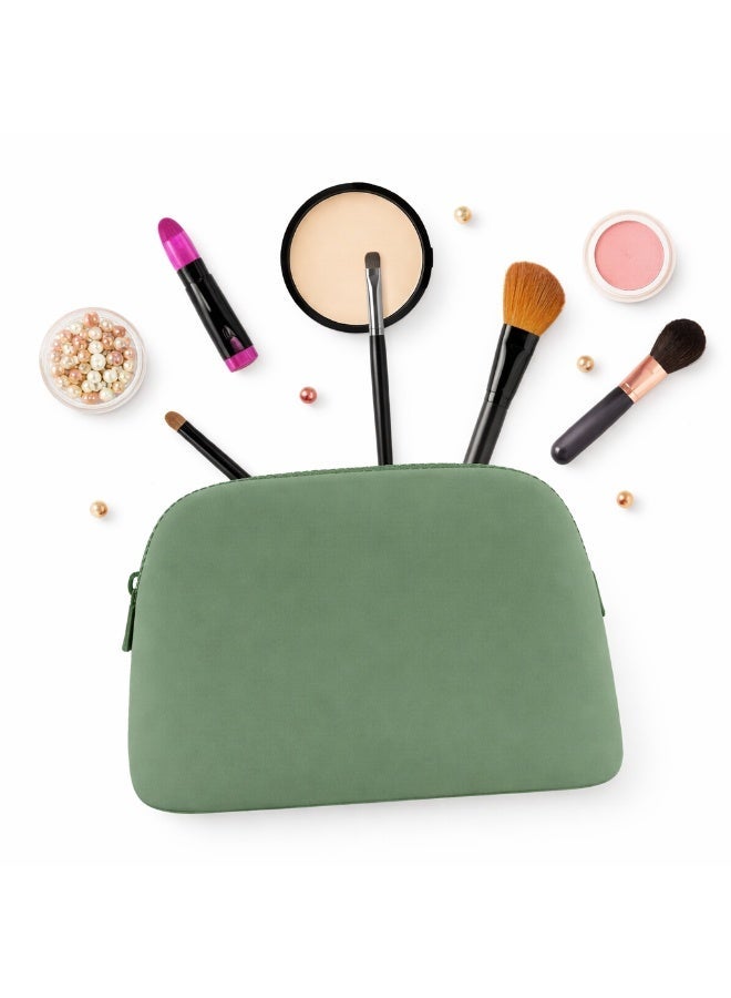 حقيبة مكياج سيليكون بسحاب، سعة كبيرة، حقيبة مستحضرات تجميل للسفر، مقاومة للماء وخفيفة الوزن، حقيبة أدوات تجميل للنساء، لون أخضر - Image 2