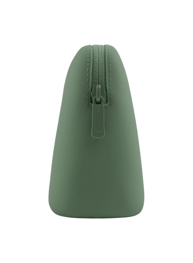 حقيبة مكياج سيليكون بسحاب، سعة كبيرة، حقيبة مستحضرات تجميل للسفر، مقاومة للماء وخفيفة الوزن، حقيبة أدوات تجميل للنساء، لون أخضر - Image 4