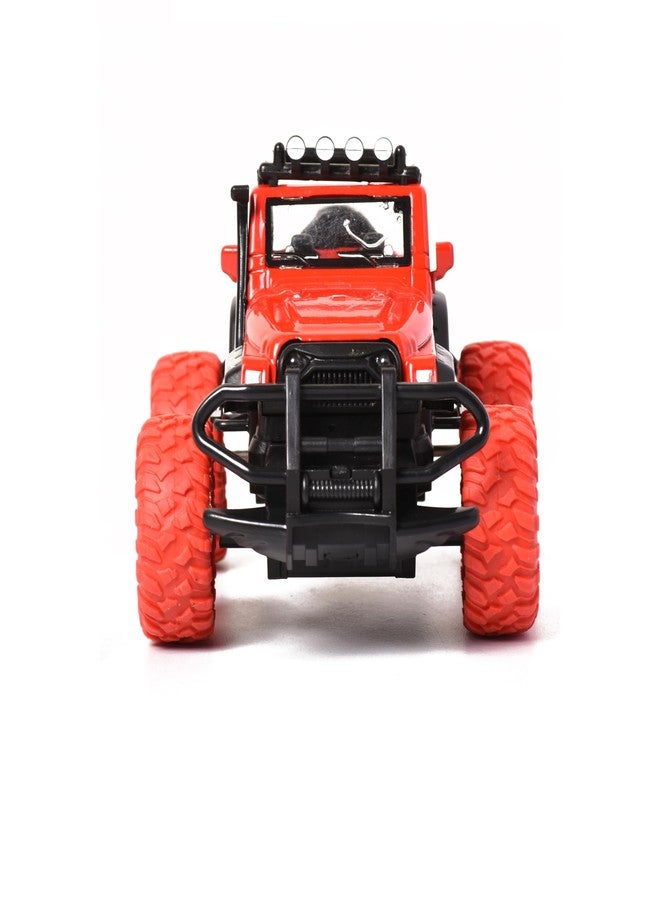 Braintastic Pullback Friction Thaar Jeep Model Diecast Metal Car with Openable Doors, Light & Music, 1:32 Scale Toy car for Kids (Thar Red Color) - Image 4
