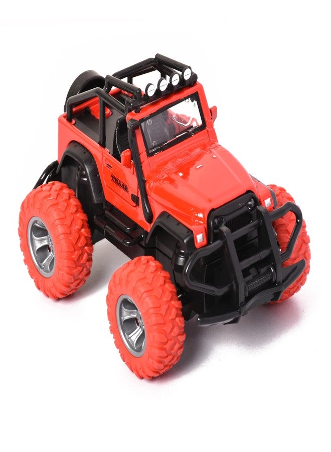 Braintastic Pullback Friction Thaar Jeep Model Diecast Metal Car with Openable Doors, Light & Music, 1:32 Scale Toy car for Kids (Thar Red Color) - Image 3