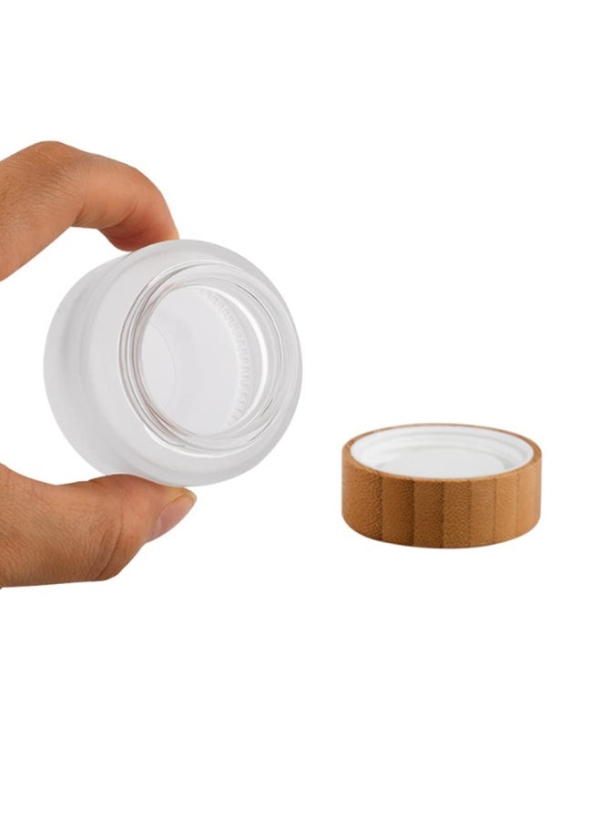 SYBL 100g 100ml Frosted Glass Cream Jar Cosmetic Container with Inner Liners and Natural Bamboo lids Refillable Straight Sided Glass Cosmetic Jars Travel Toiletries Bottle Sample Jars for Lotion Cream - Image 4
