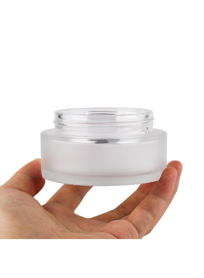SYBL 100g 100ml Frosted Glass Cream Jar Cosmetic Container with Inner Liners and Natural Bamboo lids Refillable Straight Sided Glass Cosmetic Jars Travel Toiletries Bottle Sample Jars for Lotion Cream - Image 2