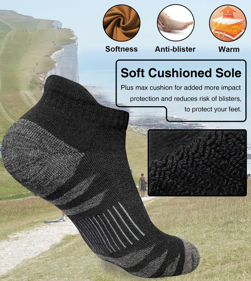 Heyoboy Men's Athletic Cushioned Cotton Socks, Anti-blister Wicking Breathable Running Ankle Socks 5 Pairs - Image 3