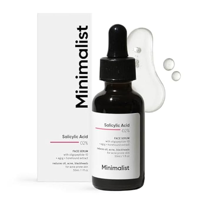 Minimalist 2% Salicylic Acid Serum For Acne, Blackhead & Open Pores | Reduces Excess Oil & Bumpy Texture | BHA Liquid Exfoliant for Acne Prone & Oily Skin | For Women & Men | 1 Fl Oz/30ml - Image 1