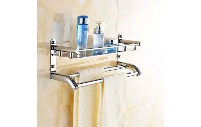 Filox Stainless Steel Towel Holder | Folding Towel Rack for Bathroom | Wall Mounted Towel Stand Hanger | Bathroom Storage Organizer Accessories - 1 Pack - Image 3
