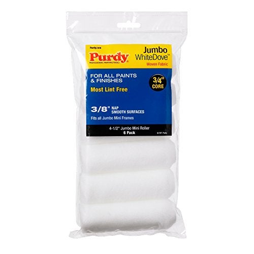 Purdy 140624612 Jumbo Mini White Dove Roller Replacements, 6-Pack, 4-1/2 inch x 3/8 inch nap - Image 1