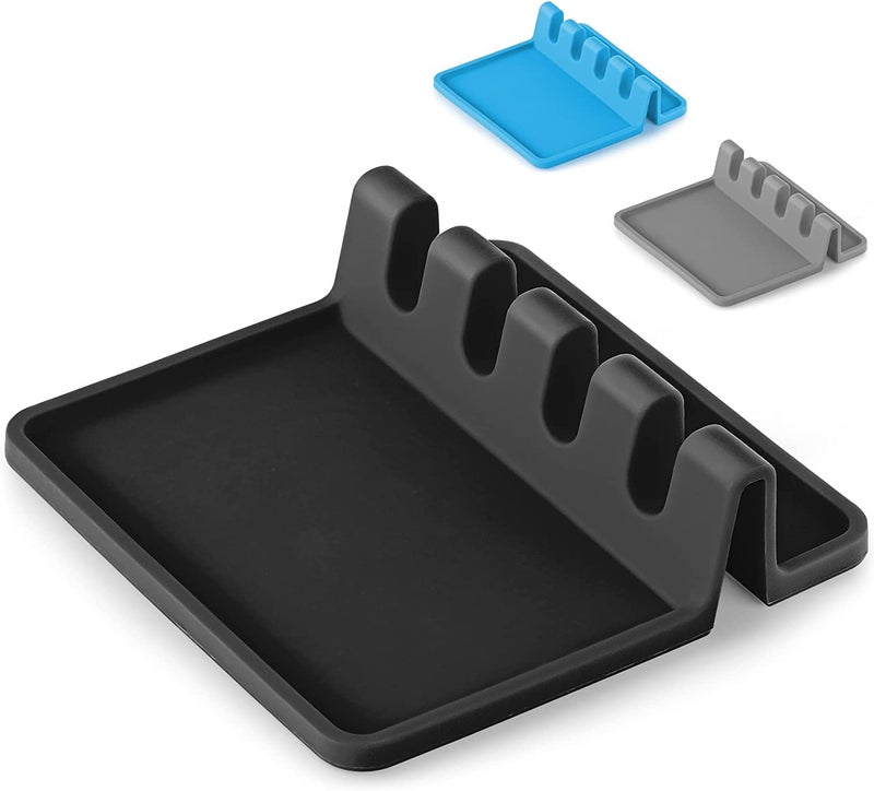 Zeinwap Utensil Storage Rack - 4 Slots Silicone Spoon Rests Mat Stand Heat Resistant Cooking Spatula Holder Tray (Multicolor, 1 Pc) - Image 1