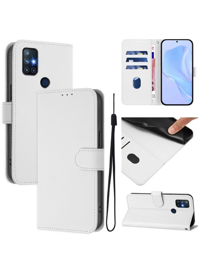 اس-توب جراب لهاتف OnePlus Nord N10 5G مصنوع من الجلد بلون سادة مع حبل تعليق - Image 1