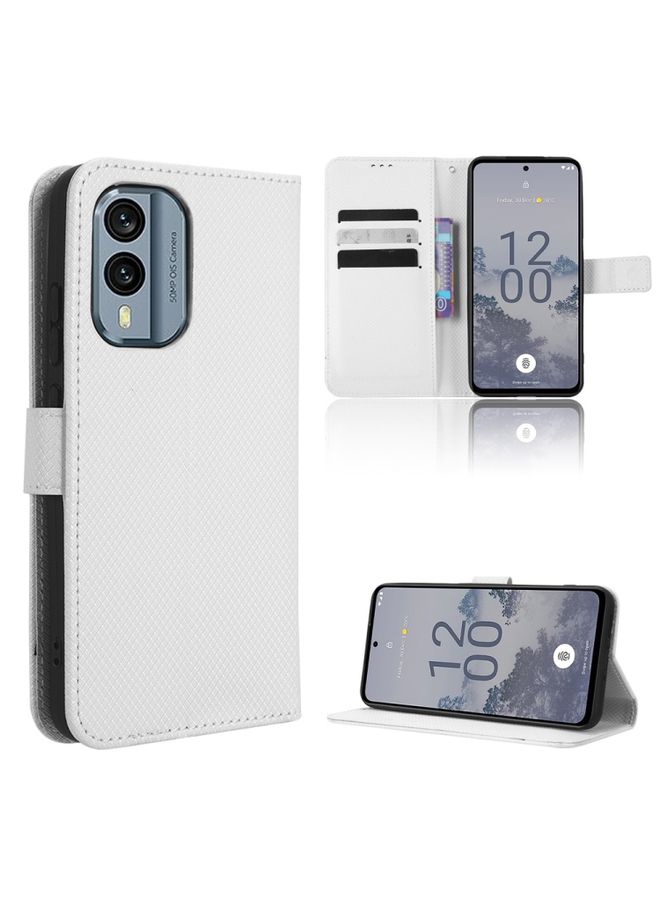 HuHa Case Cover For For Nokia X30 5G Diamond Texture Leather Phone Case(White)