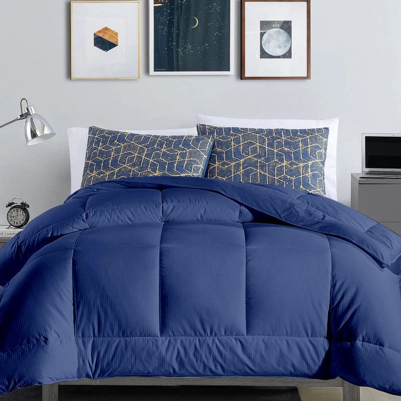 Razzai MammaYo Razzai Down Alternative Soft Quilted 300 GSM All Weather Comforter (90" x 90" Inches/228cm x 228cm) - Queen Size Comforters|Medium Blue| TC - 400 - Image 1
