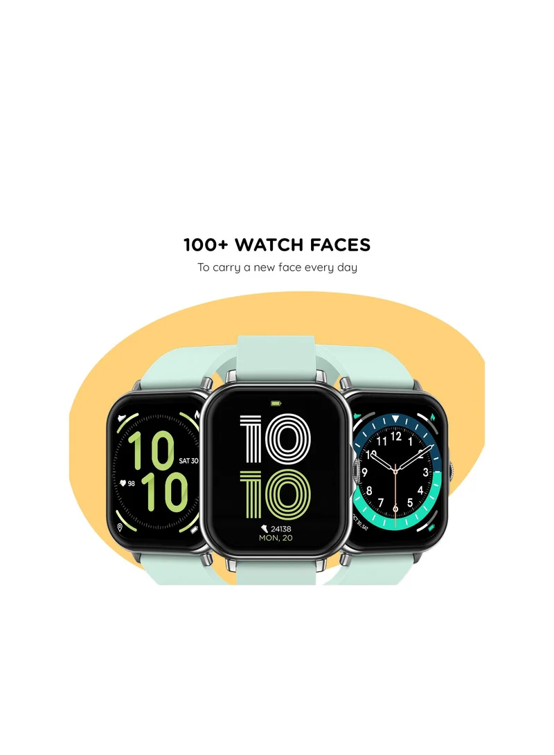 Pebble Spark Ace 1.85" Smartwatch for Men and Women, Large HD Display, Health Suite, 100+ Watch Faces, 7 Days Battery Life - Mint Green