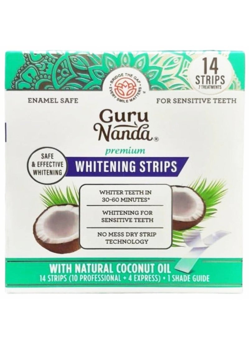 GuruNanda - Coconut Oil Whitening Strips for Sensitive Teeth – Gentle Stain Removal, 14 Treatments - Image 1