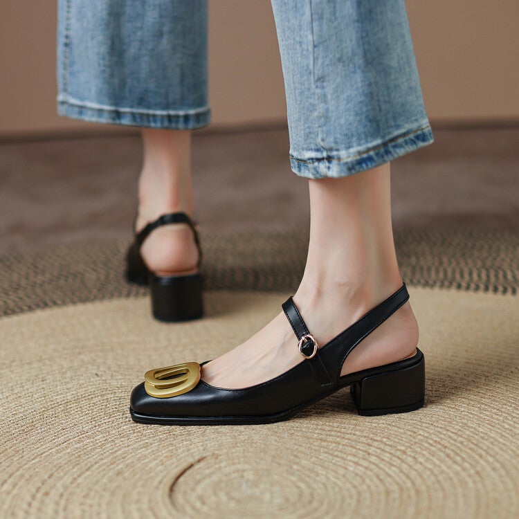 Dropshopping New Products 2022 31-43 Thick Heel Square Head Simple Women'S Fashion Sandals - Image 3