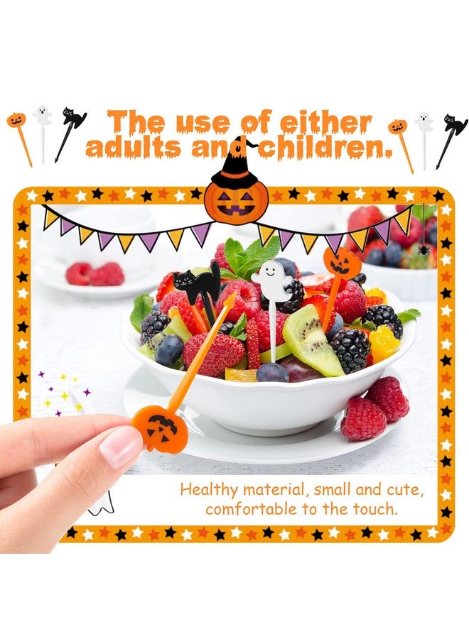 Romooa 10 Pieces Halloween Picks for Bento Box 2.4 Inch Cute Cartoon Food Pick Pumpkin Cat Ghost Food Toothpicks Fruit Box Picks for Holiday Party Birthday Wedding Mini Multicolored - Image 5