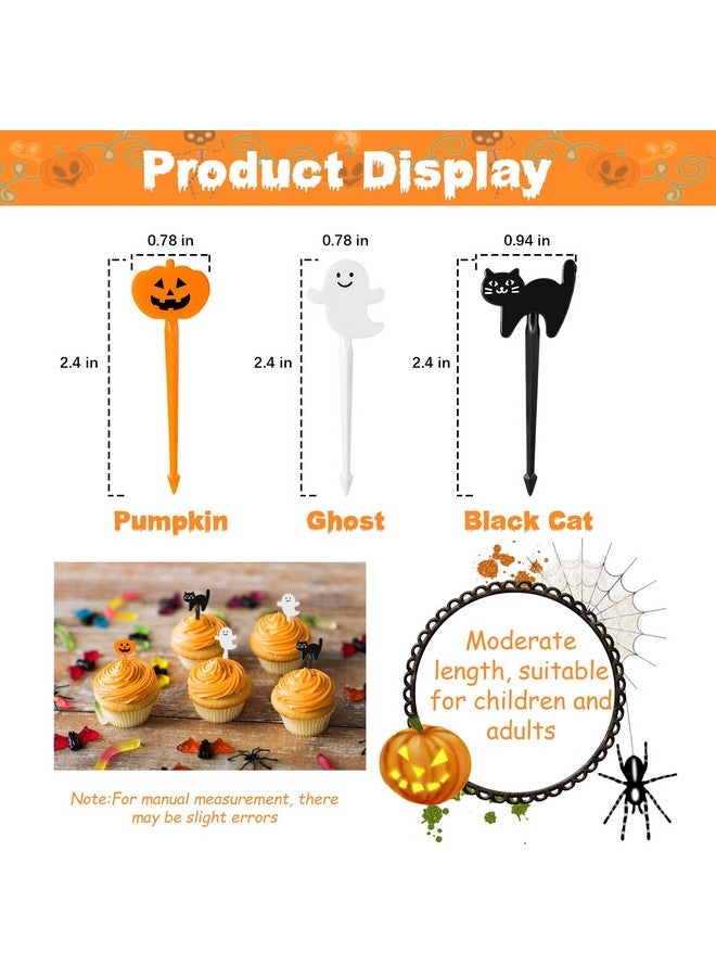 Romooa 10 Pieces Halloween Picks for Bento Box 2.4 Inch Cute Cartoon Food Pick Pumpkin Cat Ghost Food Toothpicks Fruit Box Picks for Holiday Party Birthday Wedding Mini Multicolored - Image 2