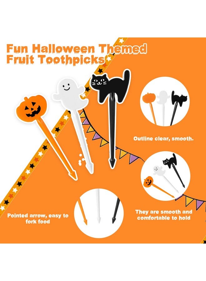 Romooa 10 Pieces Halloween Picks for Bento Box 2.4 Inch Cute Cartoon Food Pick Pumpkin Cat Ghost Food Toothpicks Fruit Box Picks for Holiday Party Birthday Wedding Mini Multicolored - Image 3