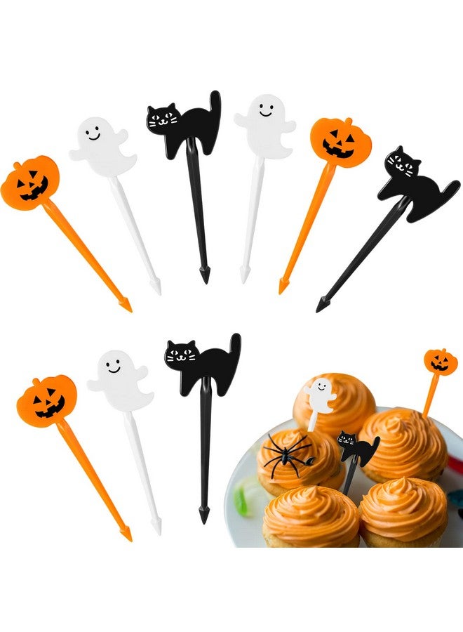 Romooa 10 Pieces Halloween Picks for Bento Box 2.4 Inch Cute Cartoon Food Pick Pumpkin Cat Ghost Food Toothpicks Fruit Box Picks for Holiday Party Birthday Wedding Mini Multicolored - Image 1