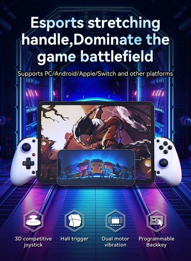 Wireless Game Controller for iOS/Android/ipad/PC/Switch, Bluetooth Stretching Handle with Hall Linear Trigger, D11 Gamepad, Dual Vibration Motors Macro Back on - Image 1