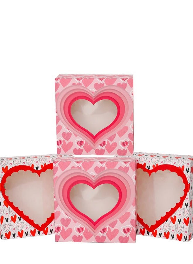 qiqee Valentine Pastry Box With Window 8x8x2.5 inch Donut Pie Boxes 30pcs Bakery Box for Valentine''s Day - Image 1
