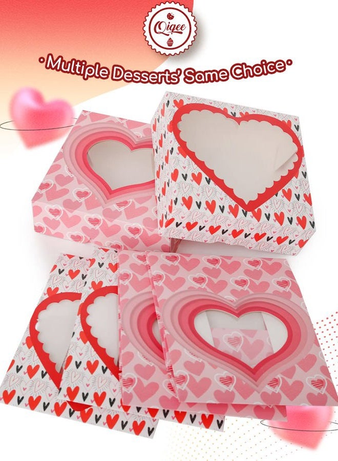 qiqee Valentine Pastry Box With Window 8x8x2.5 inch Donut Pie Boxes 30pcs Bakery Box for Valentine''s Day - Image 2