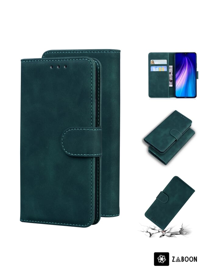 Zaboon غطاء حماية لهاتف شاومي ريدمي نوت 8 تي بملمس جلدي نقي بلون موحد - Image 1