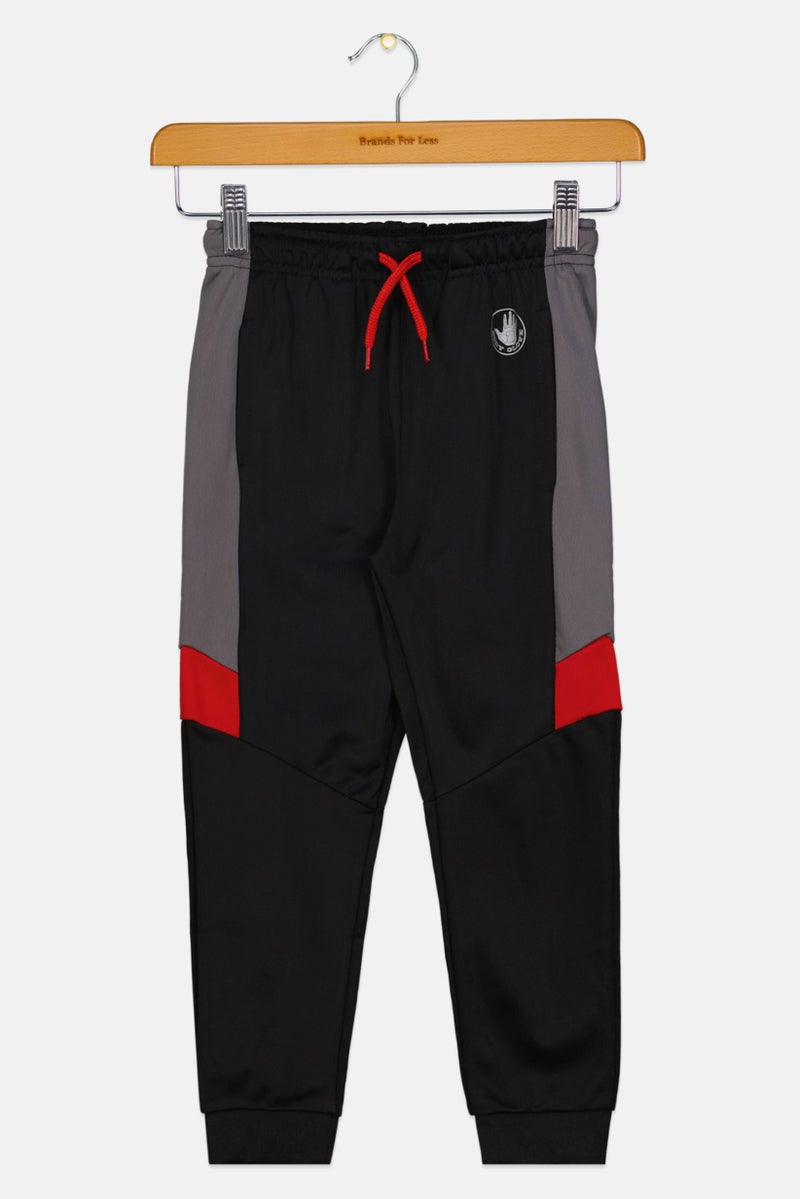 Body Glove بنطال رياضي للأولاد بسحّاب وجيب جانبي، أسود/رمادي/أحمر - Image 1