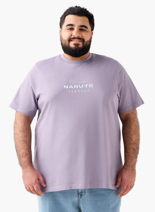 Maxim Men Regular Fit Crew Neck Short Sleeves Naruto Uzumaki Print T-shirt