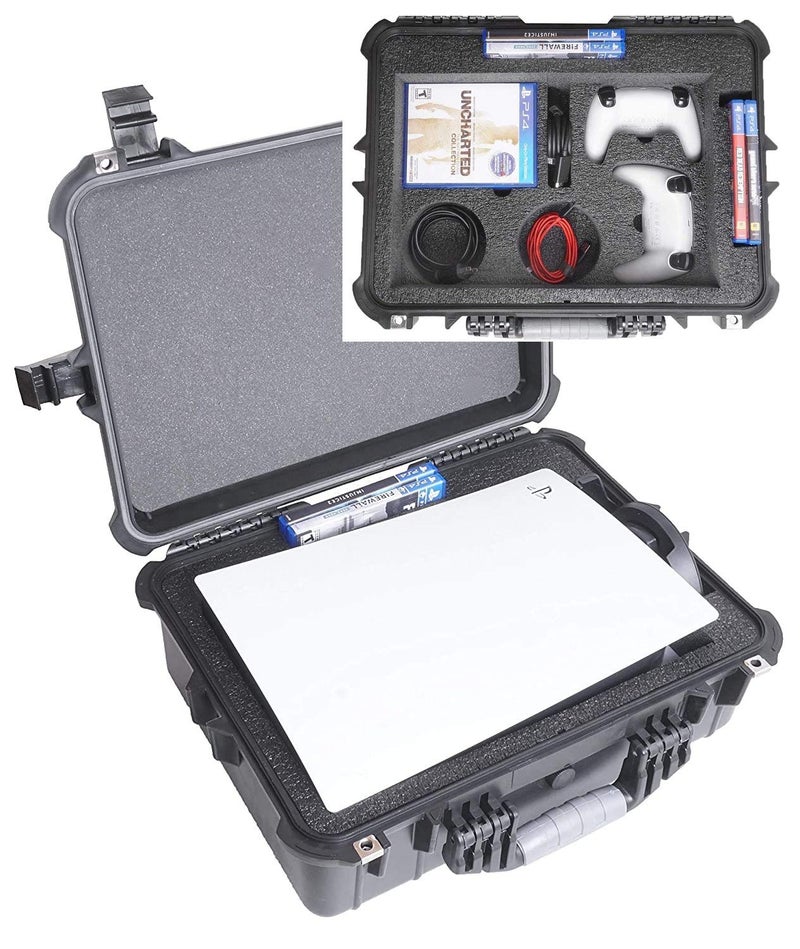 Case Club Case to fit (Gen 1) PS5 - Hard Shell Waterproof Travel Case fits PlayStation 5 Console (Disc or Digital), Controllers, Games, Stand, & Accessories - Image 2