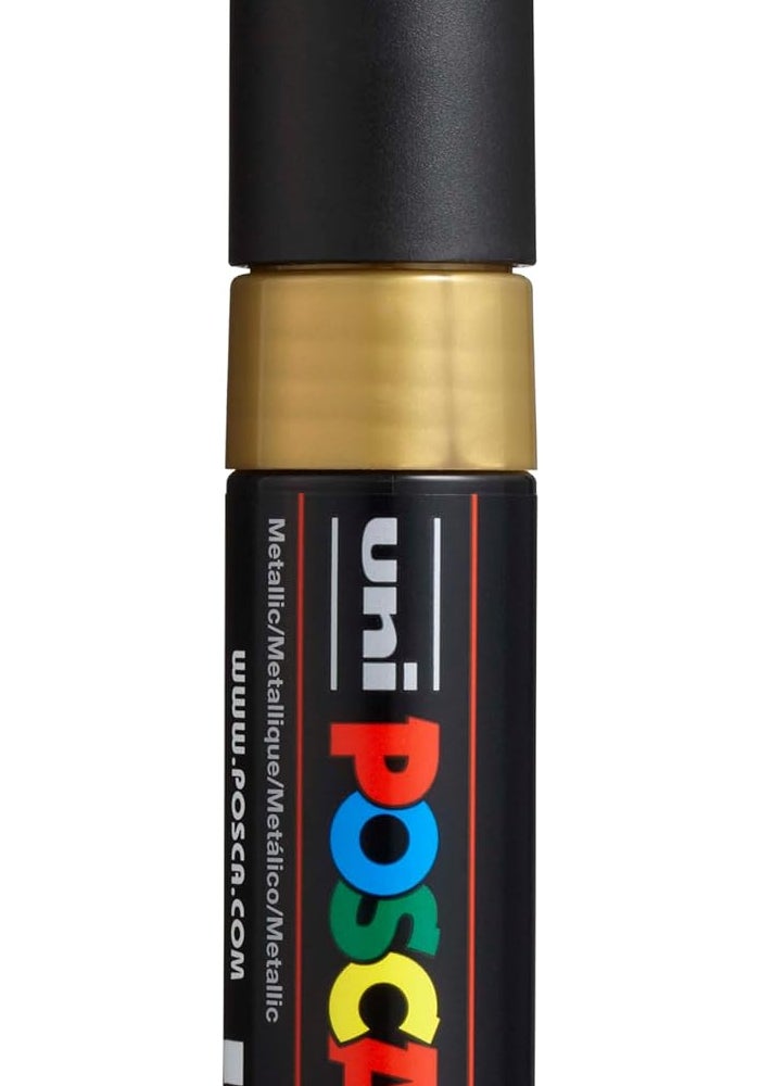 POSCA uni-ball Mitsubishi Uni Posca 8 mm Chisel Tip Marker, Gold, Broad - Image 1