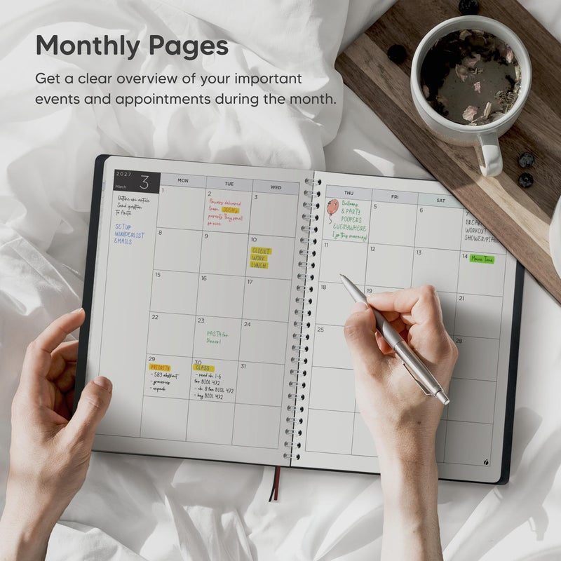 Inamio Academic Planner 2026-2027 - Hourly 2026-2027 Planner Weekly and Monthly - Appointment Book with Flexible Cover, Twin-Wire Binding - Simple Design for Productivity. June 2026 - July 2027. 6.5 x 8.5 - Image 3