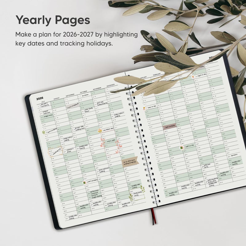Inamio Academic Planner 2026-2027 - Hourly 2026-2027 Planner Weekly and Monthly - Appointment Book with Flexible Cover, Twin-Wire Binding - Simple Design for Productivity. June 2026 - July 2027. 6.5 x 8.5 - Image 4