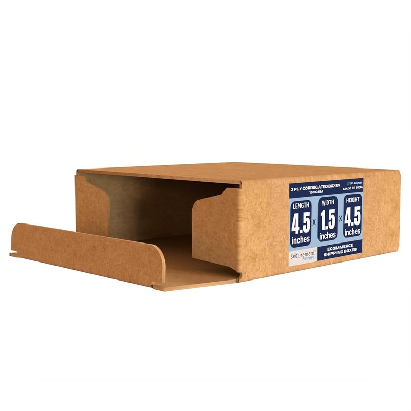 SECUREMENT ® 3 Ply Corrugated Box for packing for Secure Shipping, Moving, Courier & Goods Transportation - 4.5 x 4.5 x 1.5 inches (100 Boxes) - Image 3