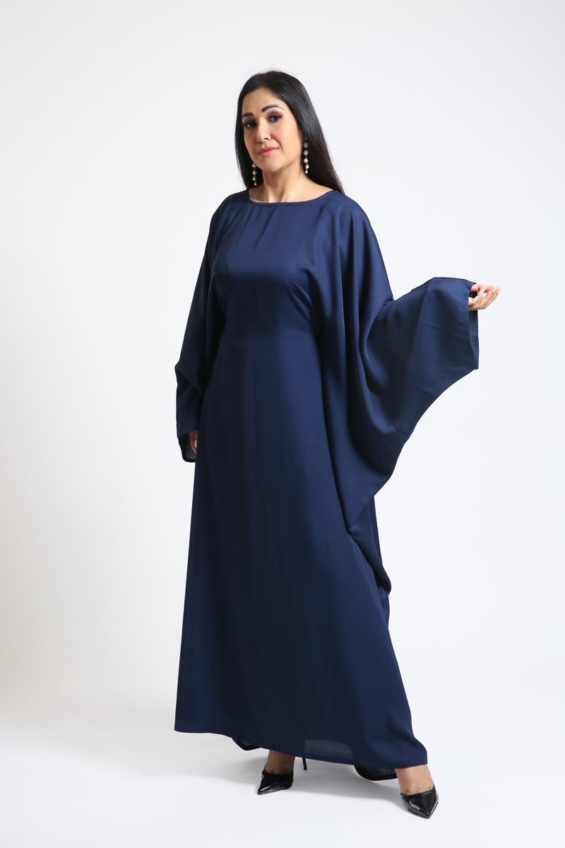 Nikias Navy blue Butterfly abaya in nida fabric with elegant look. - Image 1