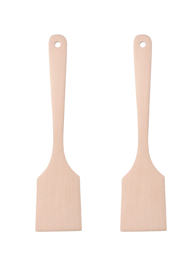 Generic 2 Pcs Wooden Spatula Set, Non-Stick Turner for Cooking, 33cm, Heat Resistant Kitchen Utensils for Mixing, Frying, Stirring  - Image 1