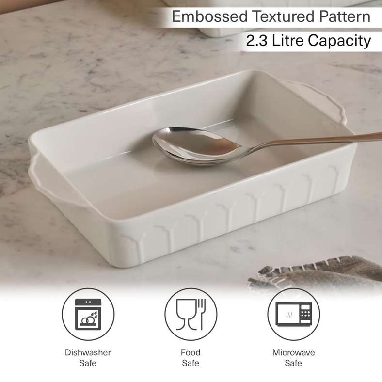 Pan Home Elmira Porcelain Rectangular Baking Dish 34x20x6cm -White - 202CWD9900170 - Image 5