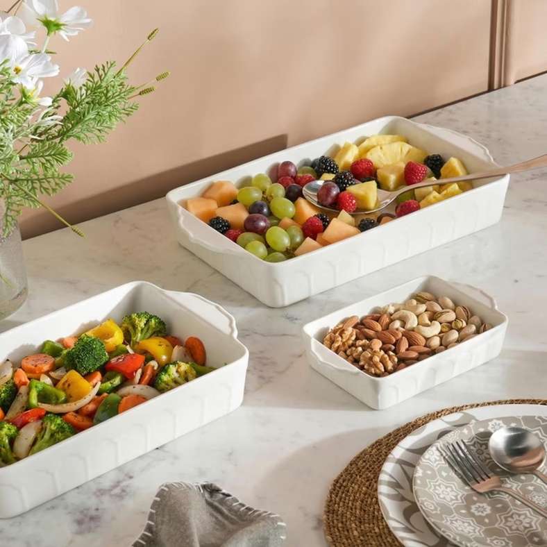 Pan Home Elmira Porcelain Rectangular Baking Dish 34x20x6cm -White - 202CWD9900170 - Image 3