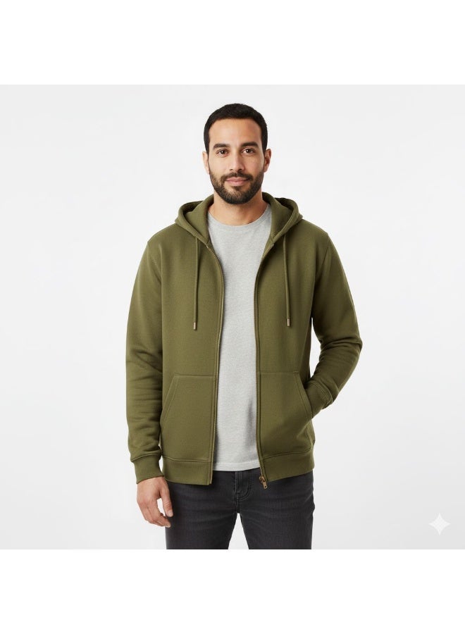Feathers طقم مكوّن من 4 هوديز رجالي شتوي أوفر سايز بسوستة، مصنوع من قطن 100%، مزوّد بجيبَين. - Image 4