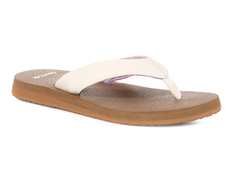 Sanuk Yoga Mat II | Flip Flops for Women | Yoga Sandals For Women | Women's Beach Sandals | Memory Foam Footbed, White, 8 - Image 1