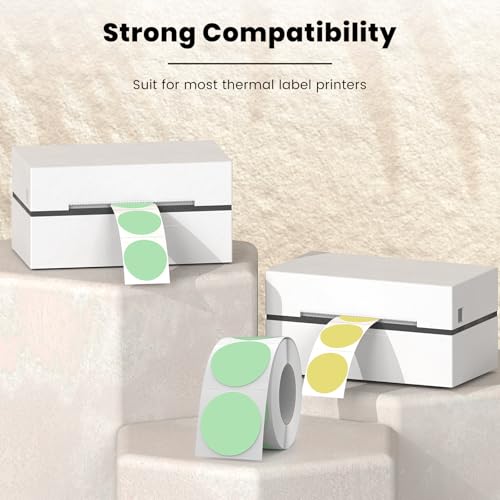 FINDAT Green Round Thermal Labels 1.5 Inch Vinyl Circle Waterproof Direct Printer Sticker Self-Adhesive Perforated Name Tag for Logo DIY QR Design Office Address 500 PCS - Image 3