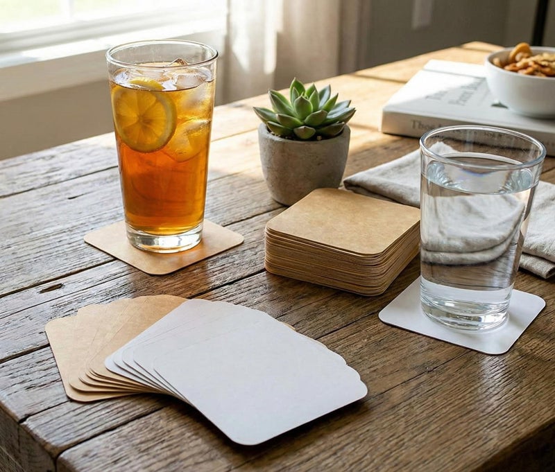 eSplanade Disposable Coaster - (Set of 100) - Use and Throw Reversible Coasters - Perfect for Bar, Hotel, Restaurant Purpose & Parties (Brown Square) - Image 1