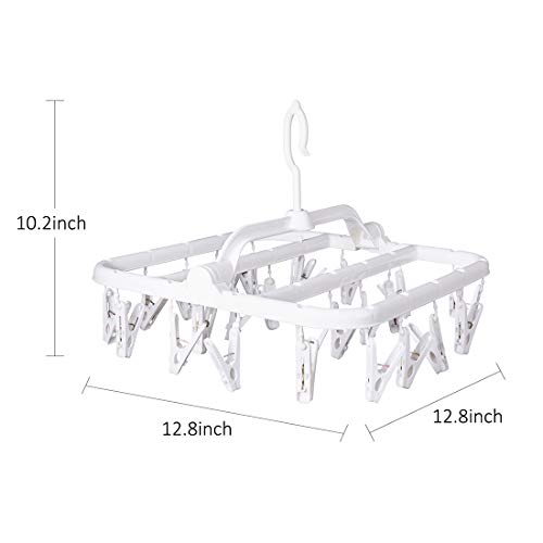 Annaklin Foldable Clip Hangers with 26 Drying Clips, Underwear Hanger with Clips, Plastic Laundry Clip and Drip Drying Hanger for Socks, Bras, Lingerie, Clothes, Sturdy, White - Image 3