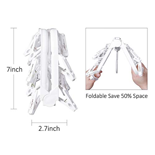Annaklin Foldable Clip Hangers with 26 Drying Clips, Underwear Hanger with Clips, Plastic Laundry Clip and Drip Drying Hanger for Socks, Bras, Lingerie, Clothes, Sturdy, White - Image 4