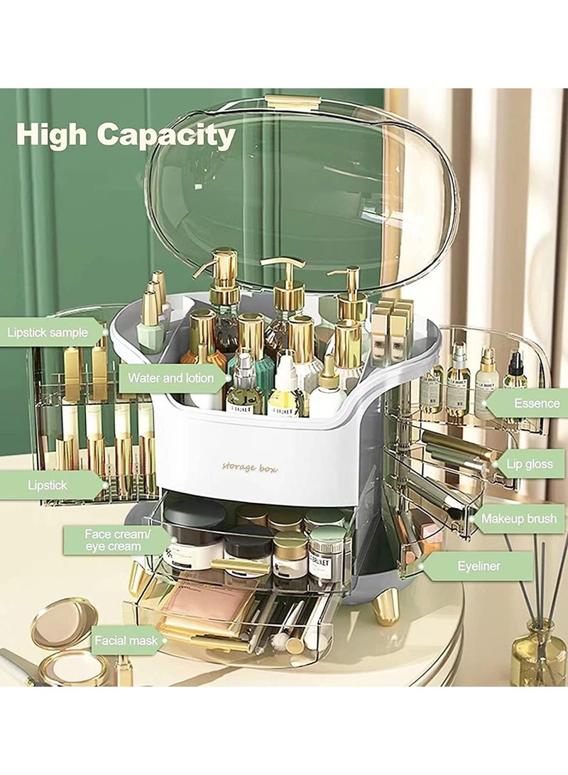 Makeup Organizer and Storage  Cosmetics Organizer Box for Countertop with Lid & Drawers Cosmetics Skincare Organizers with Waterproof & Dustproof Cover - Image 2