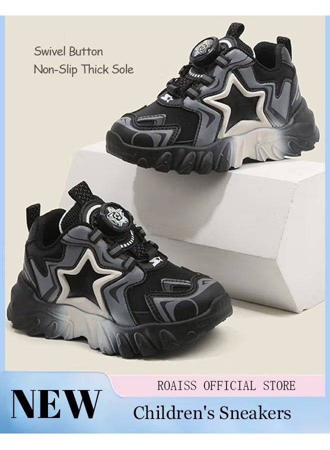 Kids Stylish Chunky Sneakers with Automatic Lace-up Design, Lightweight Breathable Shoes for Kids, Non Slip Sports Shoes, Shock Absorbing Athletic Shoes with Soft Lining, Suitable for Daily Wear and Outdoor Activities - Image 1